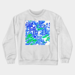 Blue pagodas and green maple Crewneck Sweatshirt